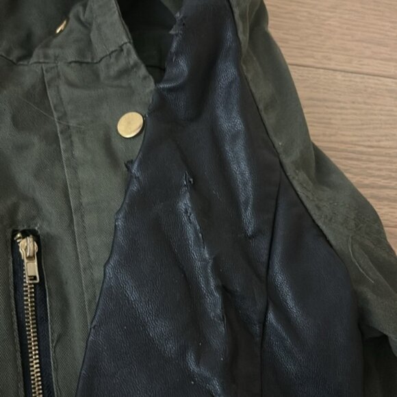 Timing Utility Jacket Coat Olive & Faux Leather - Picture 2 of 7